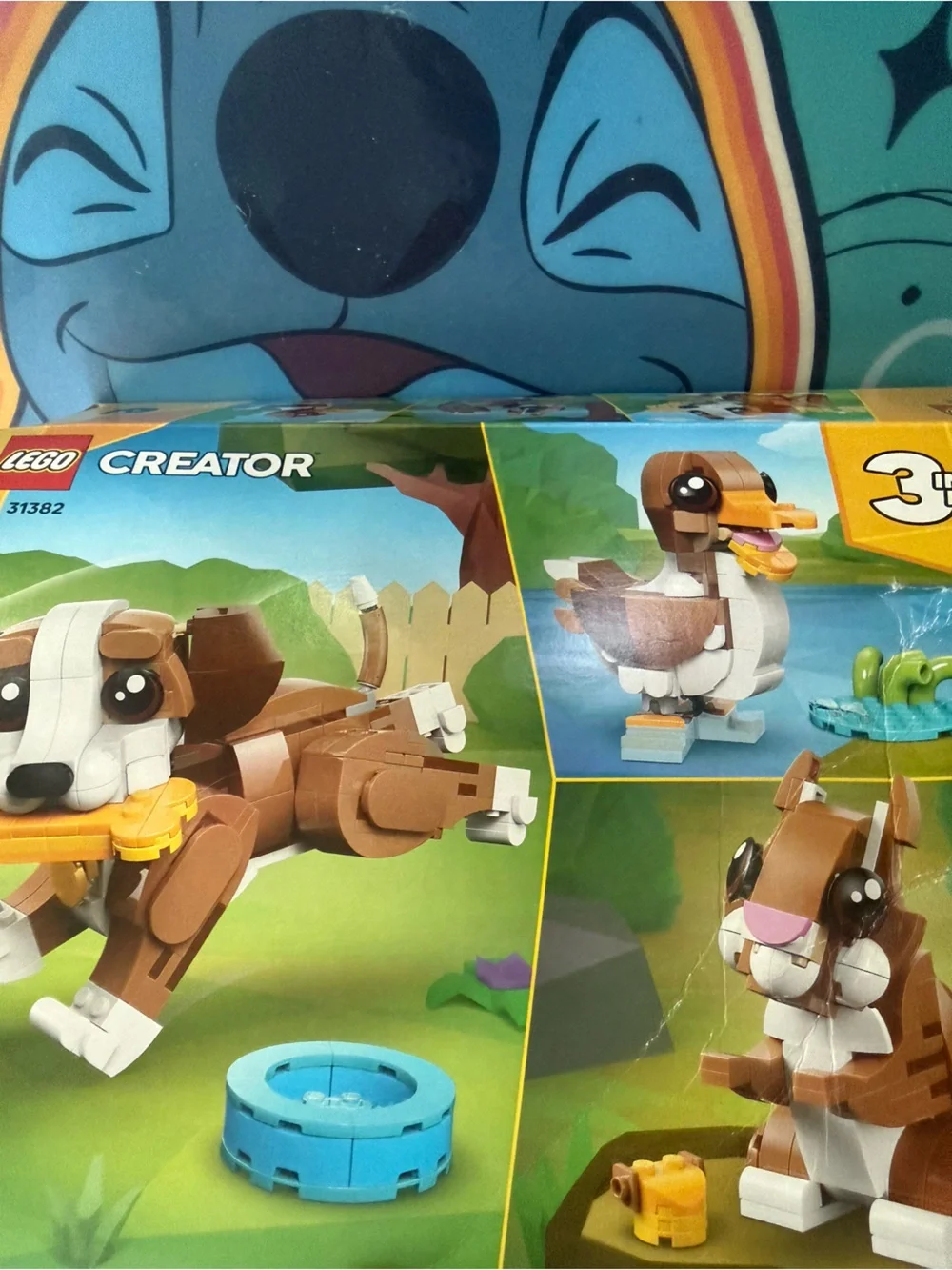 Lego Creator Brown and White Dog with Blue Round Accessory